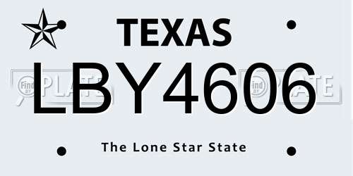 LBY4606 Texas License Plate