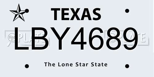 LBY4689 Texas License Plate