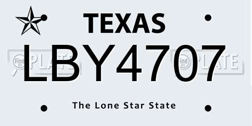 LBY4707 Texas License Plate