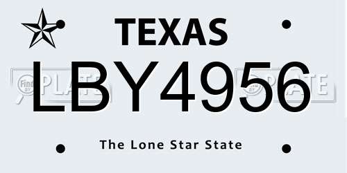 LBY4956 Texas License Plate