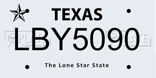 LBY5090 Texas License Plate