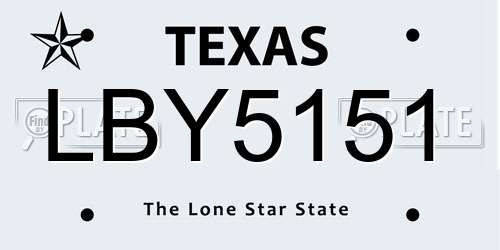 LBY5151 Texas License Plate
