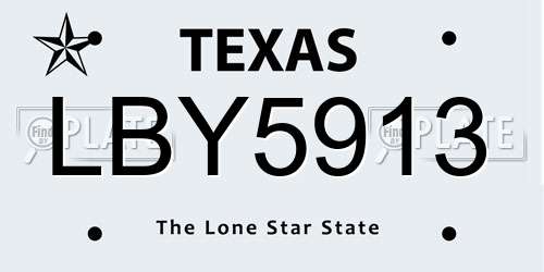 LBY5913 Texas License Plate