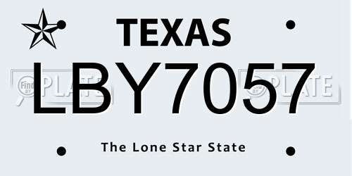 LBY7057 Texas License Plate