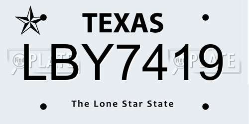 LBY7419 Texas License Plate