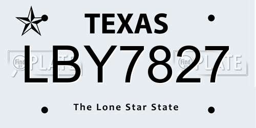 LBY7827 Texas License Plate