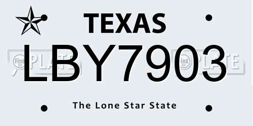 LBY7903 Texas License Plate