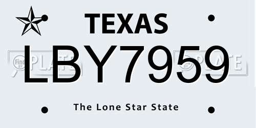 LBY7959 Texas License Plate