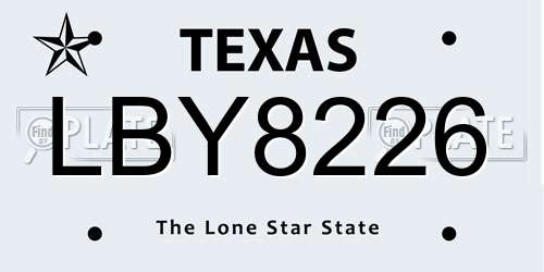 LBY8226 Texas License Plate