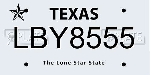 LBY8555 Texas License Plate