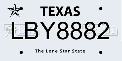 LBY8882 Texas License Plate