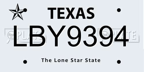 LBY9394 Texas License Plate