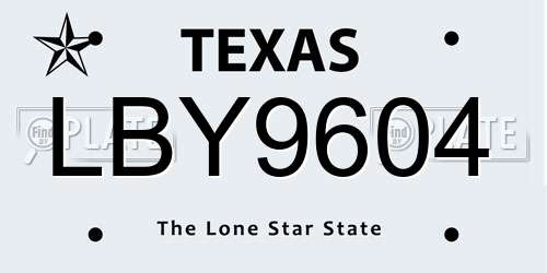 LBY9604 Texas License Plate
