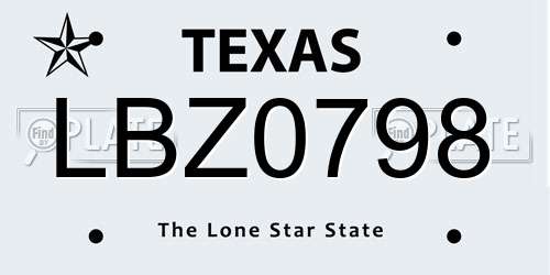LBZ0798 Texas License Plate