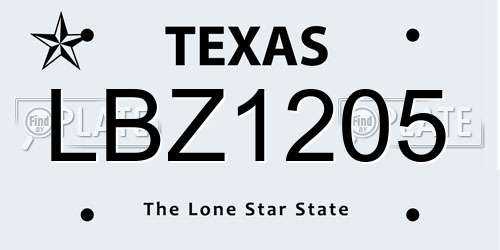 LBZ1205 Texas License Plate