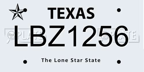 LBZ1256 Texas License Plate