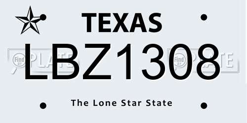 LBZ1308 Texas License Plate