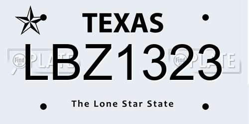 LBZ1323 Texas License Plate