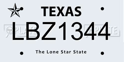 LBZ1344 Texas License Plate