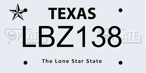 LBZ138 Texas License Plate