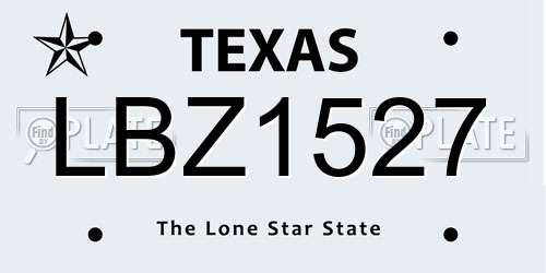 LBZ1527 Texas License Plate