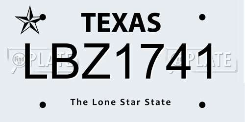 LBZ1741 Texas License Plate
