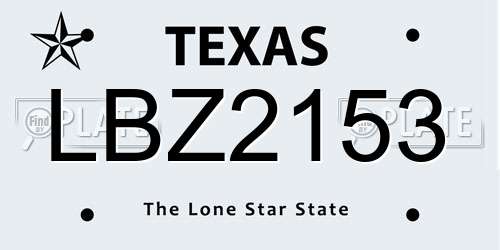 LBZ2153 Texas License Plate