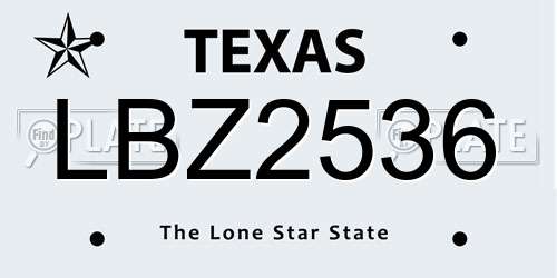 LBZ2536 Texas License Plate