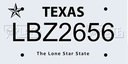 LBZ2656 Texas License Plate