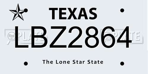 LBZ2864 Texas License Plate