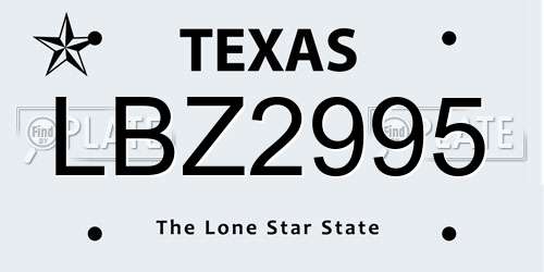 LBZ2995 Texas License Plate