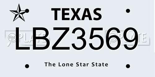 LBZ3569 Texas License Plate