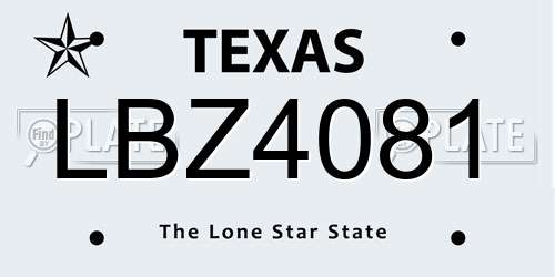 LBZ4081 Texas License Plate
