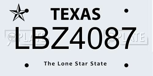 LBZ4087 Texas License Plate