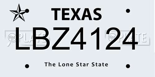 LBZ4124 Texas License Plate