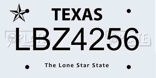 LBZ4256 Texas License Plate