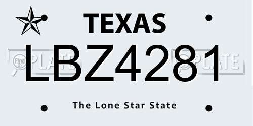 LBZ4281 Texas License Plate