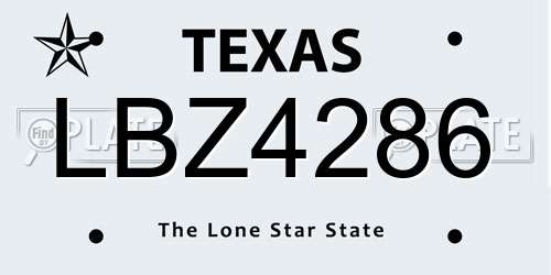 LBZ4286 Texas License Plate