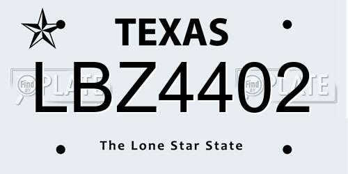 LBZ4402 Texas License Plate