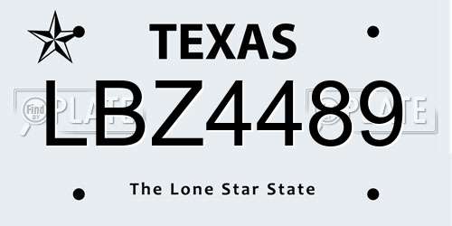 LBZ4489 Texas License Plate