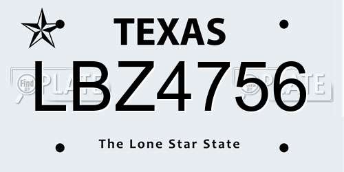 LBZ4756 Texas License Plate