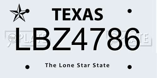 LBZ4786 Texas License Plate