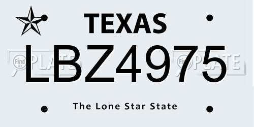 LBZ4975 Texas License Plate