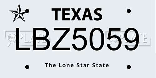 LBZ5059 Texas License Plate