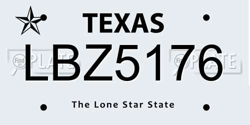 LBZ5176 Texas License Plate