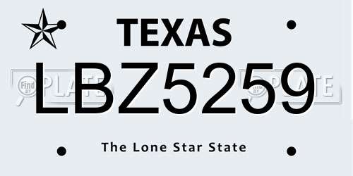 LBZ5259 Texas License Plate