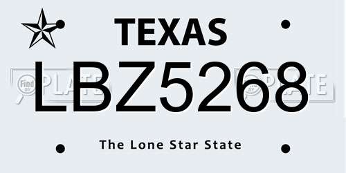 LBZ5268 Texas License Plate