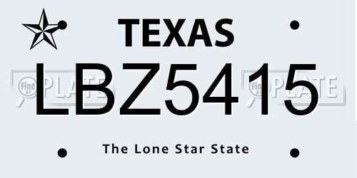 LBZ5415 Texas License Plate