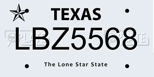 LBZ5568 Texas License Plate