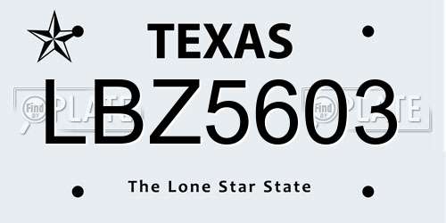 LBZ5603 Texas License Plate